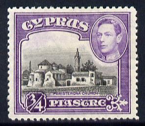 Cyprus 1938-51 KG6 Church of St Barnabas 3/4pi black & violet mounted mint, SG 153