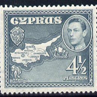 Cyprus 1938-51 KG6 Map 4.5pi grey mounted mint, SG 157
