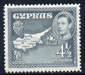 Cyprus 1938-51 KG6 Map 4.5pi grey mounted mint, SG 157
