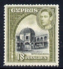 Cyprus 1938-51 KG6 Buyuk Khan 18pi black & olive-green mounted mint, SG 160