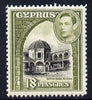 Cyprus 1938-51 KG6 Buyuk Khan 18pi black & sage-green mounted mint, SG 160a