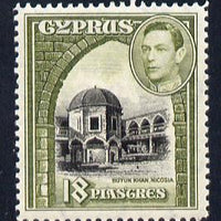 Cyprus 1938-51 KG6 Buyuk Khan 18pi black & sage-green mounted mint, SG 160a