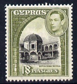 Cyprus 1938-51 KG6 Buyuk Khan 18pi black & sage-green mounted mint, SG 160a