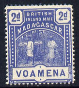 Madagascar 1895 British Inland Mail 2d blue unmounted mint, light gum creases SG 57