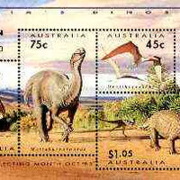 Australia 1993 Prehistoric Animals m/sheet containing complete set of 6, overprinted for Sydney Stamp & Coin Show, see note after SG MS 1429 unmounted mint