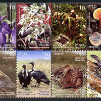 Nepal 2012 Biodiversity Series set of 8 in se-tenant block unmounted mint