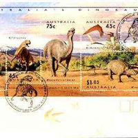 Australia 1993 Prehistoric Animals m/sheet containing complete set of 6 on cover with special first day cancel, SG MS 1429
