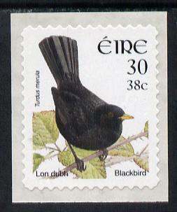 Ireland 2001 Birds Dual Currency - Blackbird 30p/38c self-adhesive unmounted mint SG 1430