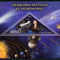 Ivory Coast 2012 Space Telescopes & Astronomers perf m/sheet containing 1 triangular value unmounted mint