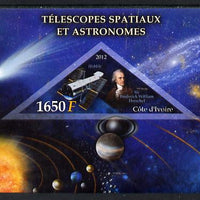 Ivory Coast 2012 Space Telescopes & Astronomers imperf m/sheet containing 1 triangular value unmounted mint