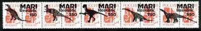 Marij El Republic 1994 Prehistoric Animals opt set of 5 values, each design opt'd on,pair of Russian defs (4 different Russian stamps available) unmounted mint