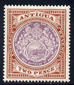 Antigua 1908-17 MCA Badge 2d dull purple & brown mounted mint SG 45