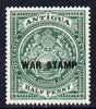 Antigua 1916-17 War Tax 1/2d green (black overprint) mounted mint SG 52
