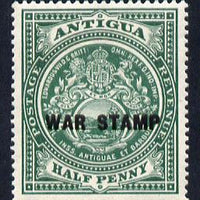 Antigua 1916-17 War Tax 1/2d green (black overprint) mounted mint SG 52
