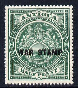 Antigua 1916-17 War Tax 1/2d green (black overprint) mounted mint SG 52