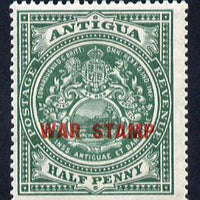 Antigua 1916-17 War Tax 1/2d green (red overprint) mounted mint SG 53