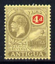 Antigua 1921-29 KG5 MCA 4d grey-black & red on pale yellow mounted mint SG 56