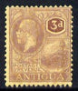 Antigua 1921-29 KG5 Script CA 3d purple on pale yellow mounted mint SG 74