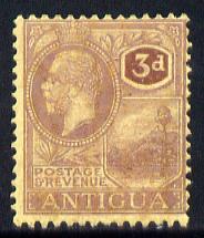 Antigua 1921-29 KG5 Script CA 3d purple on pale yellow mounted mint SG 74