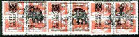 Ykpanha 1993 Prehistoric Animals #2 opt set of 3 values, each design opt'd on,block of 4 Russian defs unmounted mint