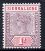 Sierra Leone 1896-97 QV Key Plate Crown CA 1d mauve & carmine mounted mint SG 42