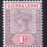 Sierra Leone 1896-97 QV Key Plate Crown CA 1d mauve & carmine mounted mint SG 42