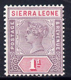 Sierra Leone 1896-97 QV Key Plate Crown CA 1d mauve & carmine mounted mint SG 42