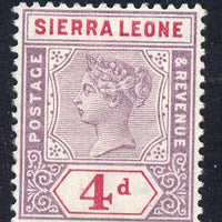 Sierra Leone 1896-97 QV Key Plate Crown CA 4d mauve & carmine mounted mint SG 47