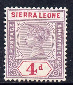 Sierra Leone 1896-97 QV Key Plate Crown CA 4d mauve & carmine mounted mint SG 47