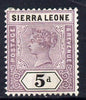 Sierra Leone 1896-97 QV Key Plate Crown CA 5d mauve & black mounted mint SG 48