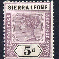 Sierra Leone 1896-97 QV Key Plate Crown CA 5d mauve & black mounted mint SG 48