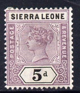 Sierra Leone 1896-97 QV Key Plate Crown CA 5d mauve & black mounted mint SG 48