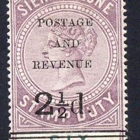 Sierra Leone 1897 QV 2.5d on 6d purple & green mounted mint SG 59