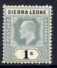 Sierra Leone 1904-05 KE7 MCA 1s green & black mounted mint SG 95