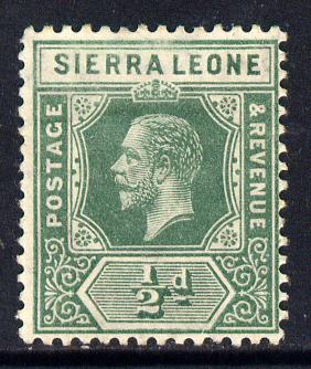 Sierra Leone 1912-21 KG5 MCA 1/2d green mounted mint SG 112
