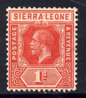 Sierra Leone 1912-21 KG5 MCA 1d carmine mounted mint SG 113