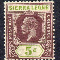 Sierra Leone 1921-27 KG5 Script CA 5d purple & olive-green mounted mint SG 138