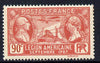 France 1927 Visit of American Legion 90c red unmounted mint SG 458