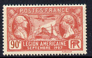 France 1927 Visit of American Legion 90c red unmounted mint SG 458