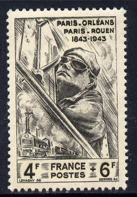 France 1944 National Relief Fund - Railways 4f+6f unmounted mint SG 830