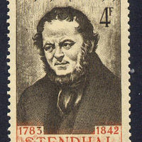 France 1942 Death Centenary of Stendhal (novelist) 4f sepia & red unmounted mint SG 755