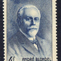 France 1942 Andre Blondel (physicist) 4f blue unmounted mint SG 756