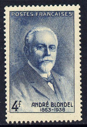 France 1942 Andre Blondel (physicist) 4f blue unmounted mint SG 756