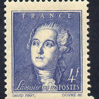France 1943 Birth Bicentenary of Lavoisier (chemist) 4f blue unmounted mint SG 785