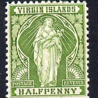 British Virgin Islands 1899 Virgin Crown CA 1/2d yellow-green mounted mint SG 43