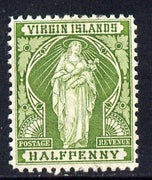 British Virgin Islands 1899 Virgin Crown CA 1/2d yellow-green mounted mint SG 43