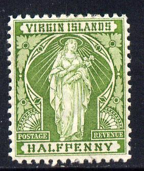 British Virgin Islands 1899 Virgin Crown CA 1/2d yellow-green mounted mint SG 43