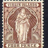 British Virgin Islands 1899 Virgin Crown CA 4d brown mounted mint SG 46