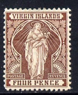 British Virgin Islands 1899 Virgin Crown CA 4d brown mounted mint SG 46