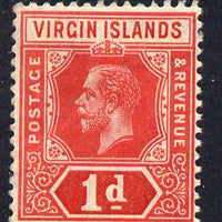 British Virgin Islands 1913-19 KG5 MCA 1d red die I mounted mint SG 70